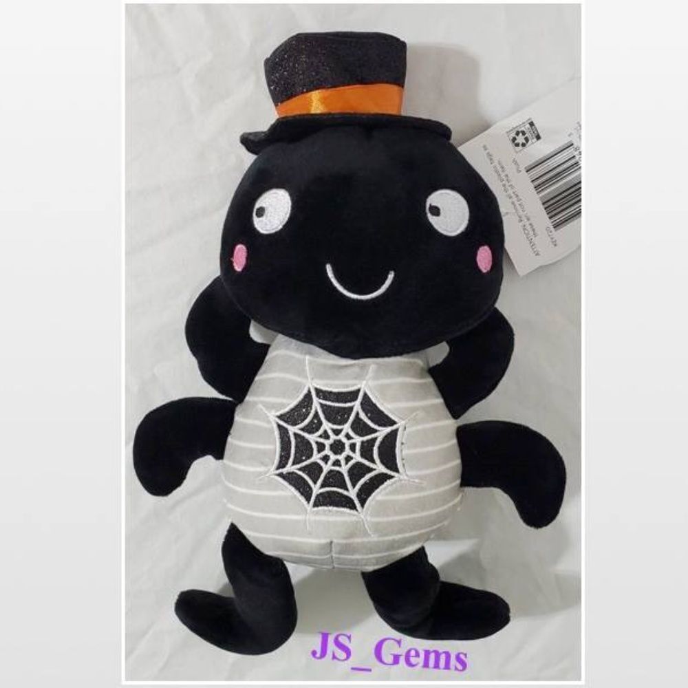 New Plush Spider Happy Halloween Black Stuffed Animal Grey